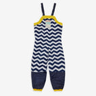 Puddleflex Waterproof Fleece Lined Dungarees Yellow with blue and white zigzags, yellow trim and navy waterproof lower legs.